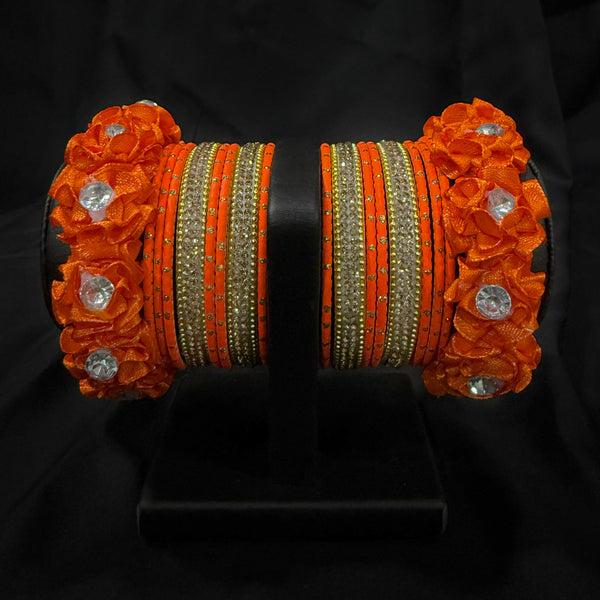 Orange Floral Silk Thread Bangles