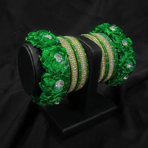 Green Floral Silk Thread Bangles
