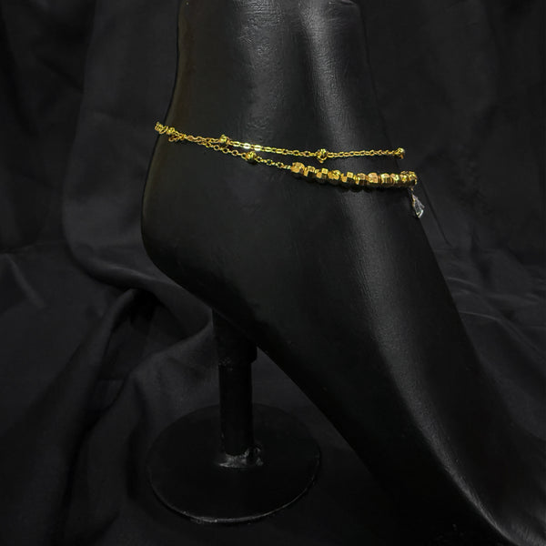 Gold Beads With Tear-Drop Shaped Anklet