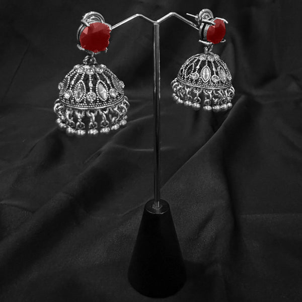 Red Jhumka Earings With Bell Shaped