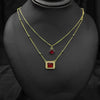 Duo Red diamond and gold chain necklace