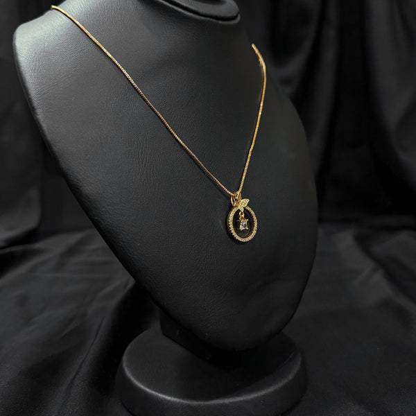 Gold Necklace With Central Stone