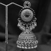Silver Round Jumkas With Black Beaded