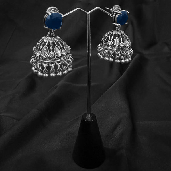 Blue Jhumka Earings With Bell Shaped