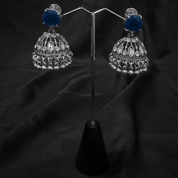 Blue Jhumka Earings With Bell Shaped