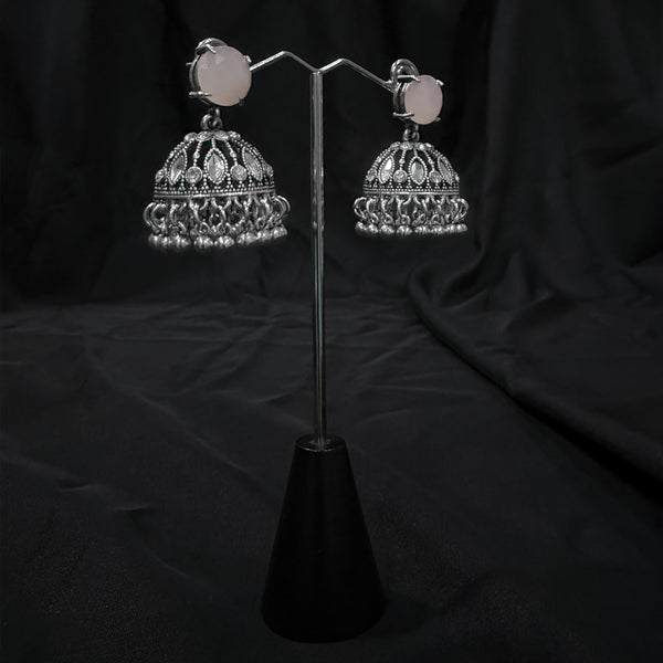 Pink Jhumka Earings With Bell Shaped