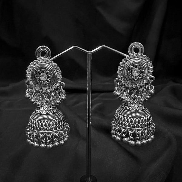 Silver round jumkas With Beaded