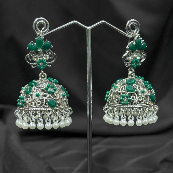 Oxidized Green Jhumka Earring