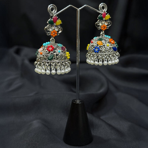 Oxidized Multi Jhumka Earring