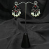 Silver plated Earrings With Red pearls.