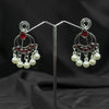 Silver plated Earrings With Red pearls.