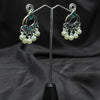 Silver plated Earrings With Green & white pearls