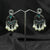 Silver plated Earrings With Green & white pearls