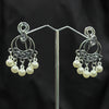Silver plated Earrings With Silver & white pearls.