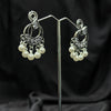 Silver plated Earrings With Silver & white pearls
