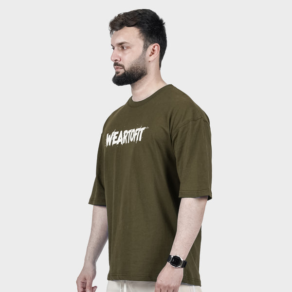 Weartofit olive Green Plain Tshirt