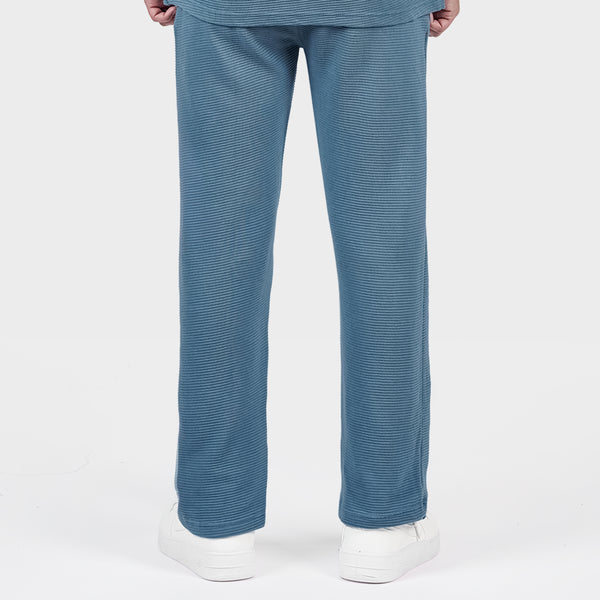 Teal-blue Ottoman Textured Trouser