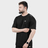 Black Cotton T-Shirt with Shoulder Reflectors