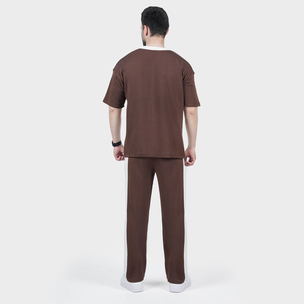Brown White Side Panel Tracksuit