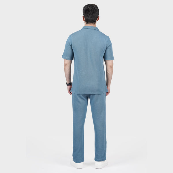 Teal Blue Ottoman Textured Co-ord Set