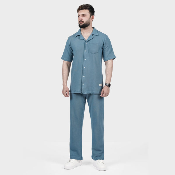 Teal Blue Ottoman Textured Co-ord Set
