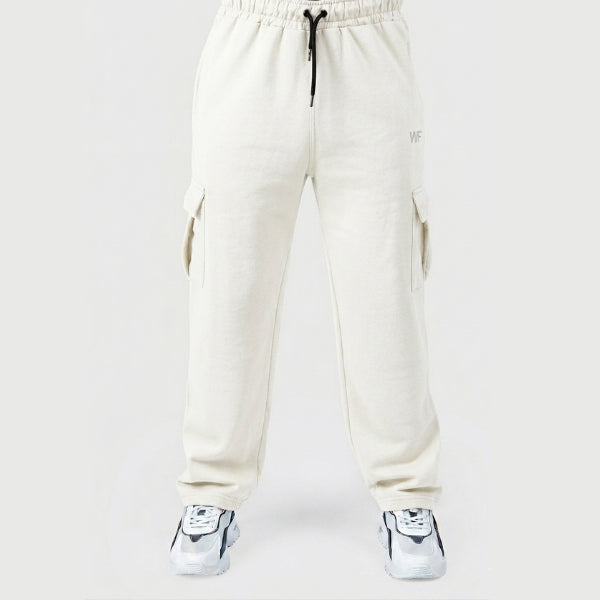Off White Cotton Interlock Cargo Trouser