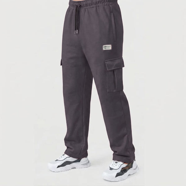 Deep Charcoal Cotton Interlock Cargo Trouser