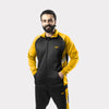Yellow and Black Tracksuit With Three White Stripes