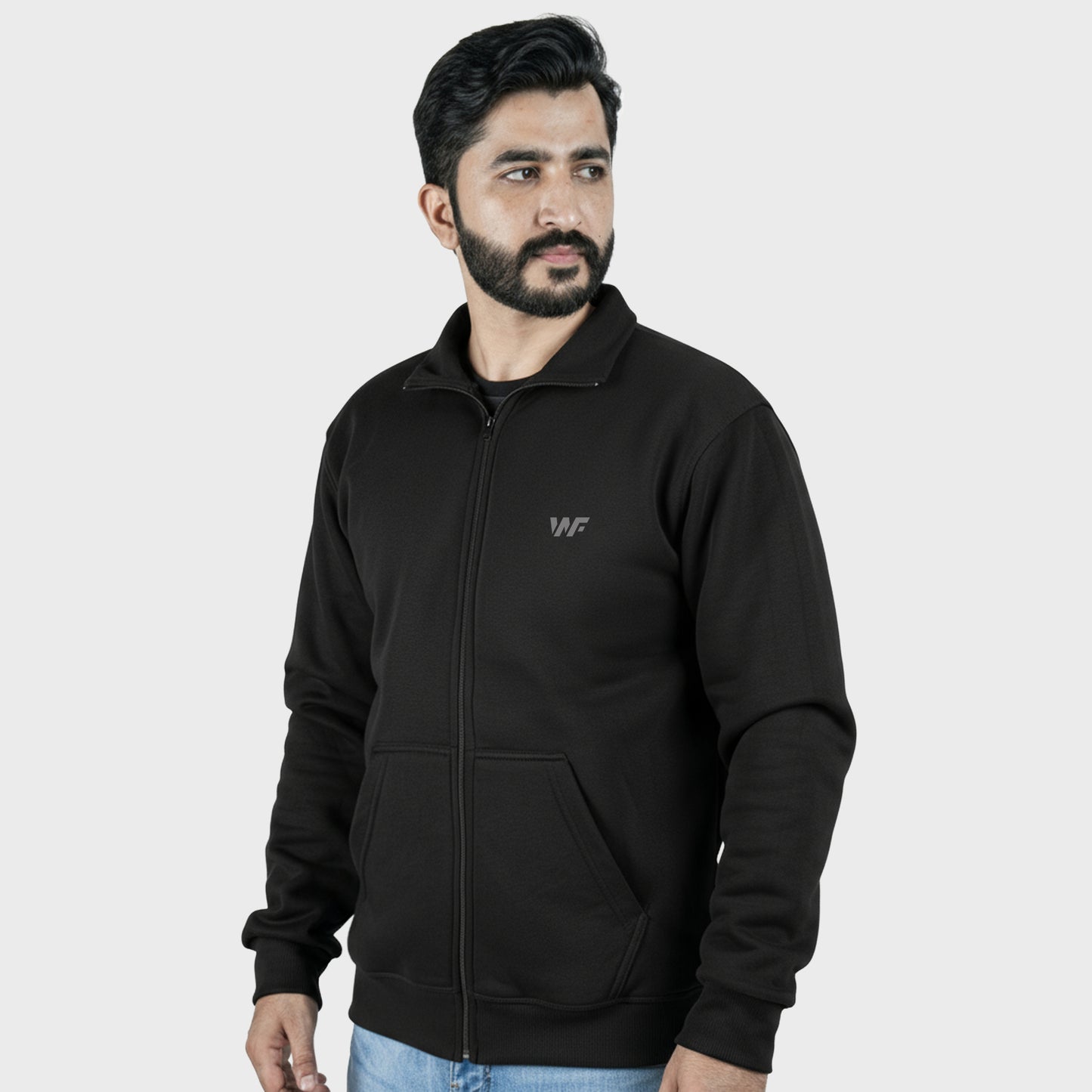 Unisex Black Full Zipper