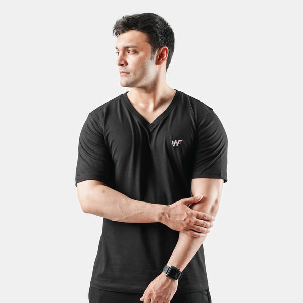 Plain Black V-Neck Relaxed Fit Tshirt