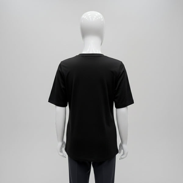 Black Cotton Knit Relaxed Fit T-Shirt