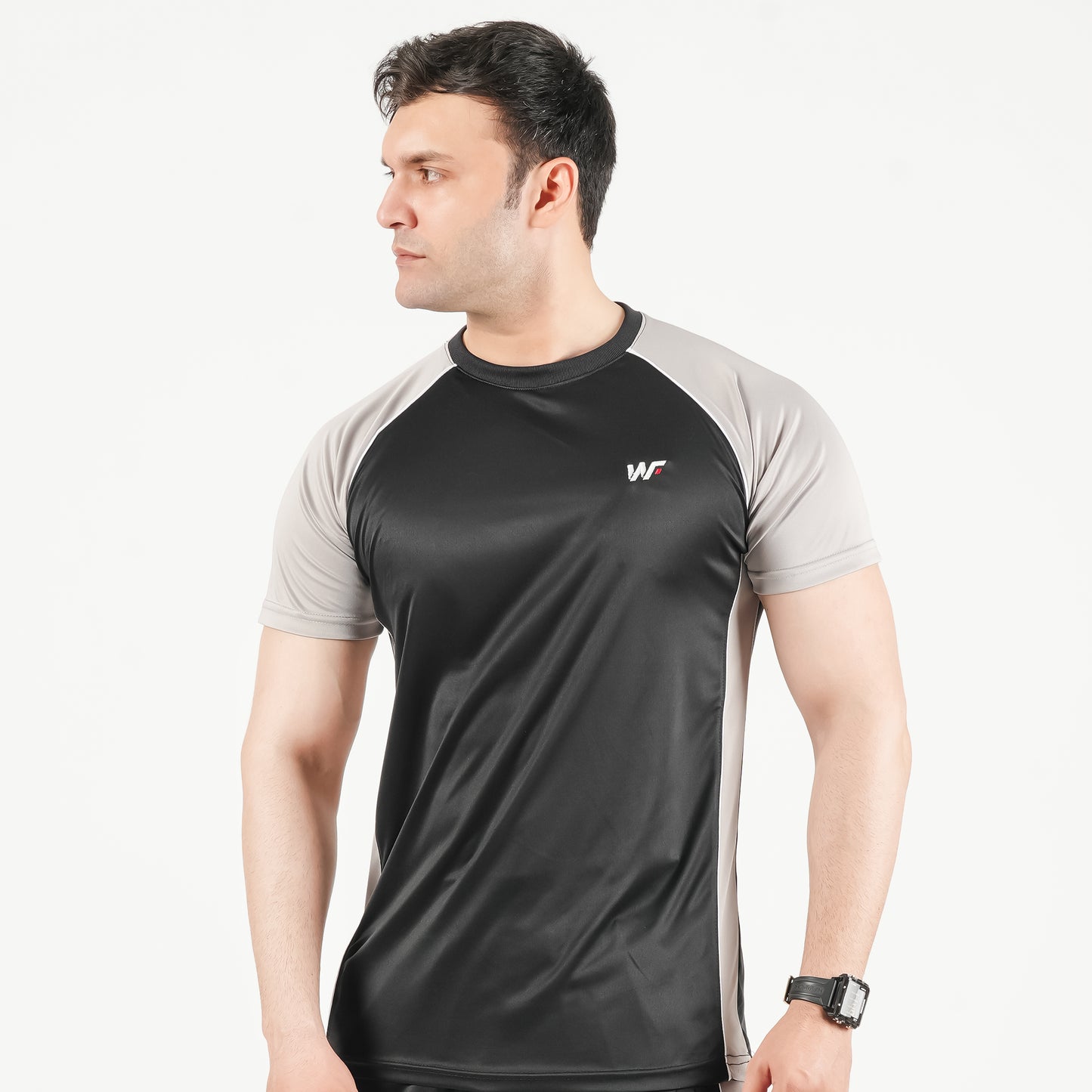 Black Tshirt with Silver Panel