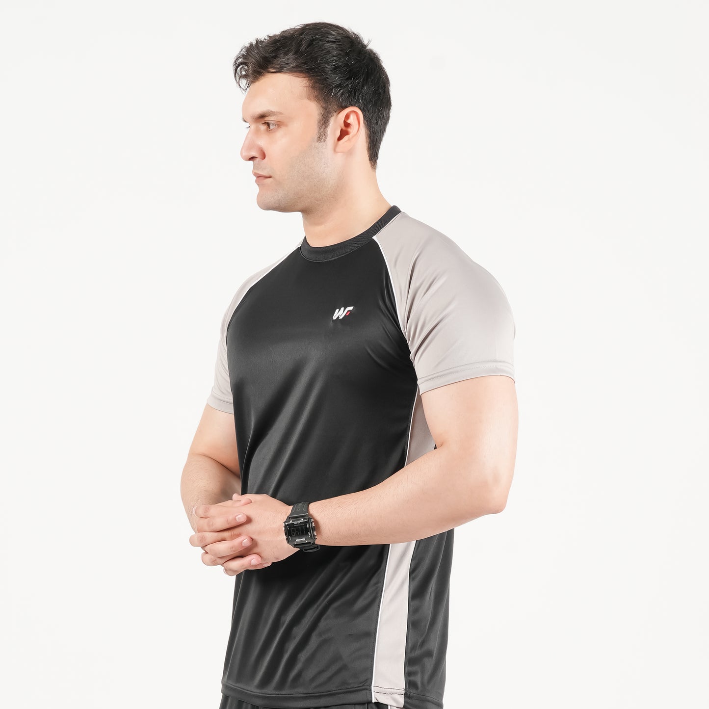 Black Tshirt with Silver Panel