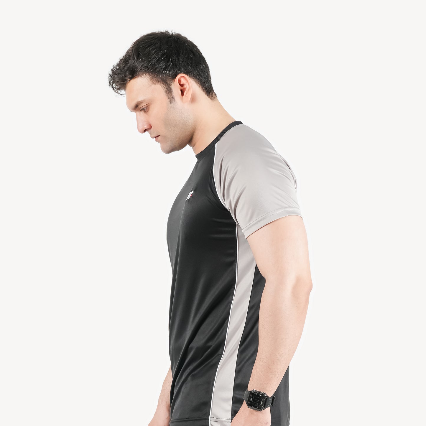 Black Tshirt with Silver Panel