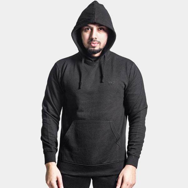 Unisex Round Neck Solid Black Hoodie