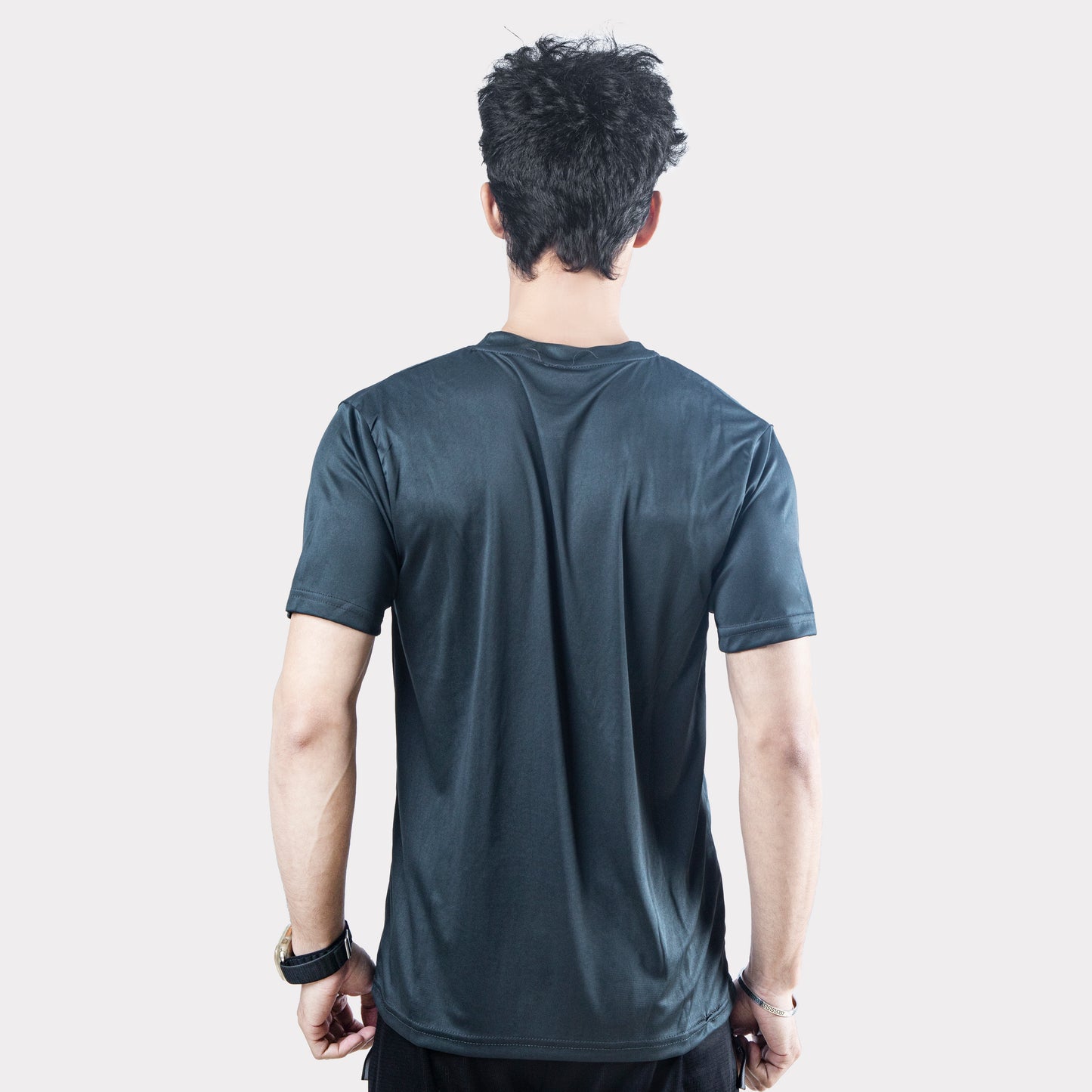 Smoke Gray Quick Dry T-Shirt with Forward Three White Stripes