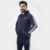 Navy Blue Tracksuit With Three White Stripes