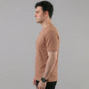 Brown Ribbed Crew Neck T shirt