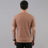 Brown Ribbed Crew Neck T shirt