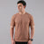 Brown Ribbed Crew Neck T shirt