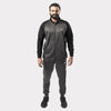 Charcoal and Black Tracksuit With Three White Stripes