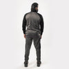 Charcoal and Black Tracksuit With Three White Stripes