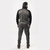 Charcoal and Black Tracksuit With Three White Stripes
