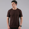 Dark Brown Ribbed Crew Neck T shirt