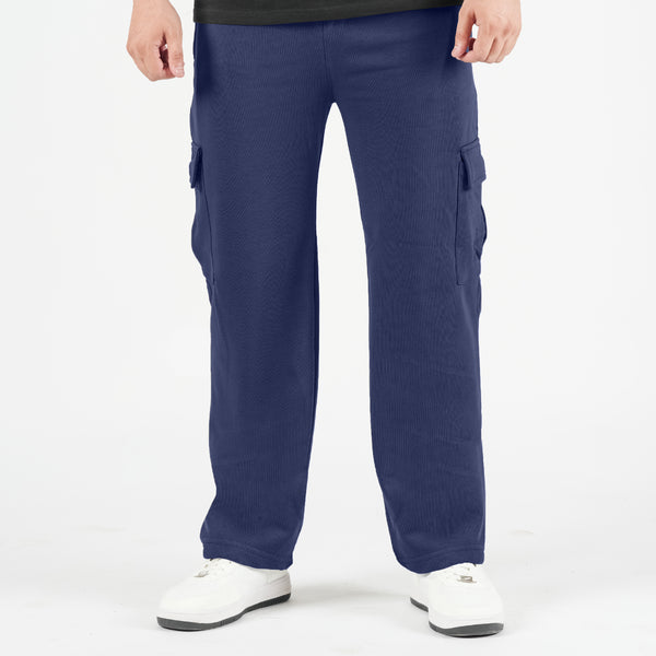 Dark Blue Winter Wide Leg Cargo Trousers