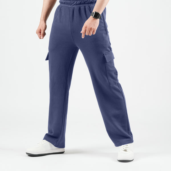 Dark Blue Winter Wide Leg Cargo Trousers