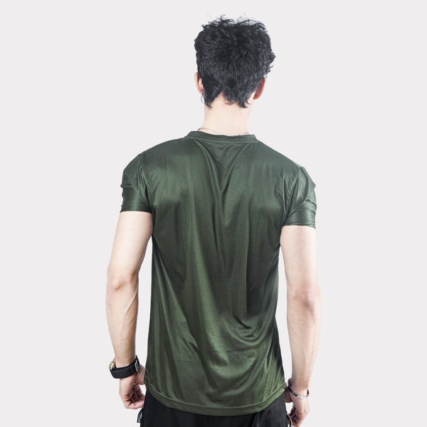 Wear To Fit Dumbbell Dark Green Quick Dry T-Shirt