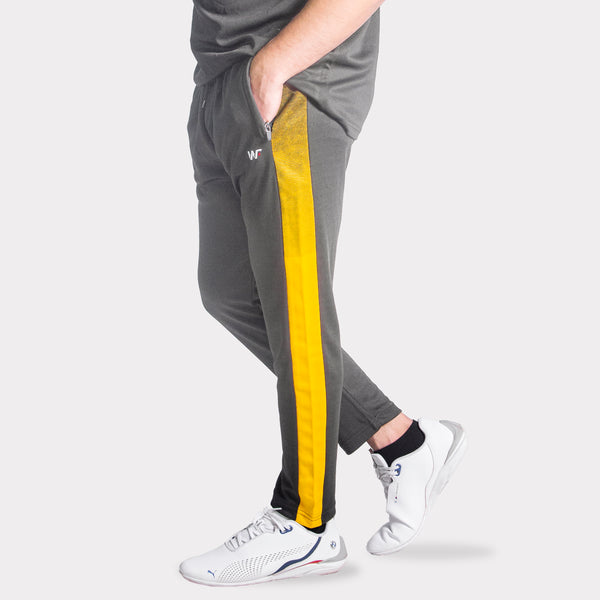 Gray Quick Dry Bottoms with mustard Mesh Panel