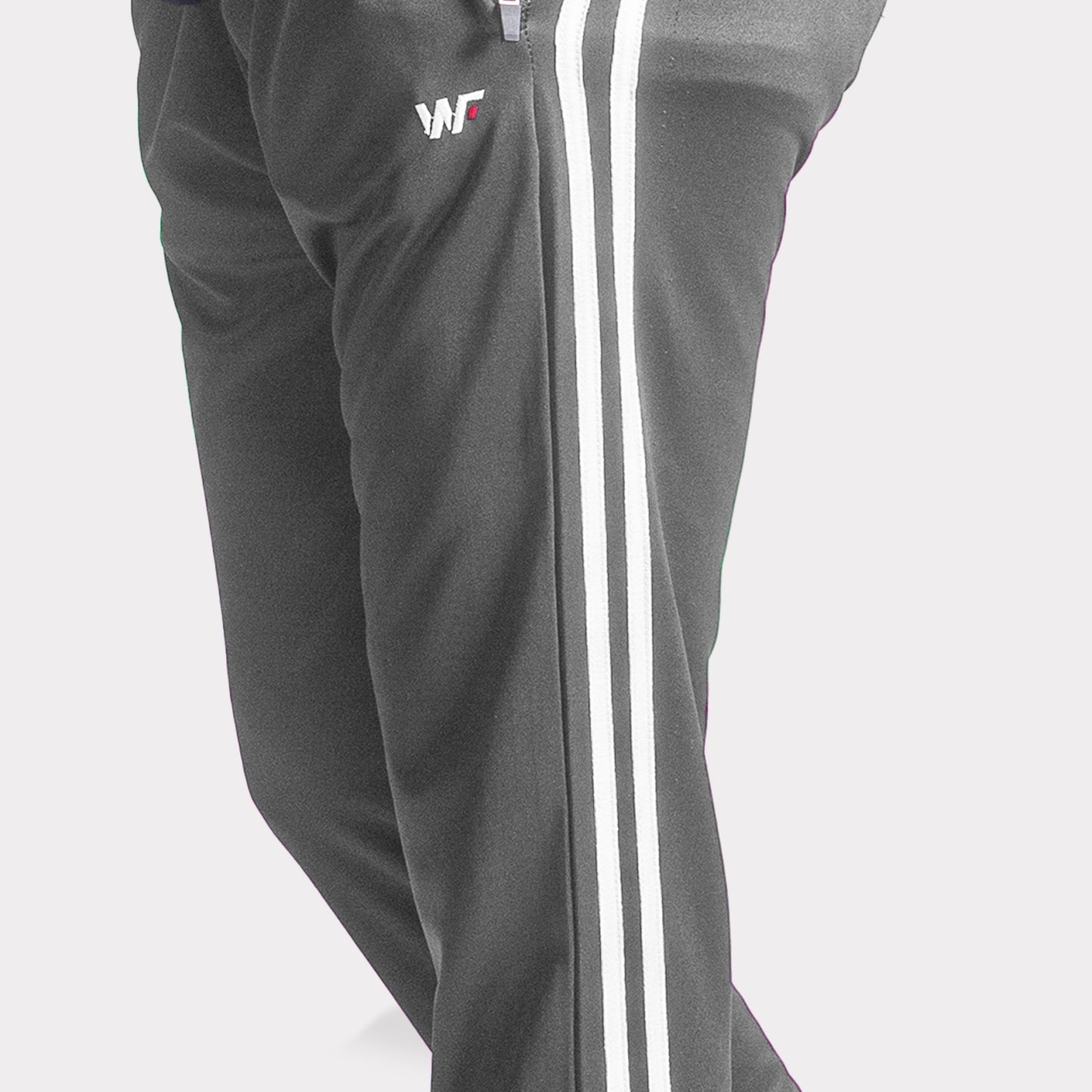Gray Interlock Quick Dry Bottoms With Two White Stripes