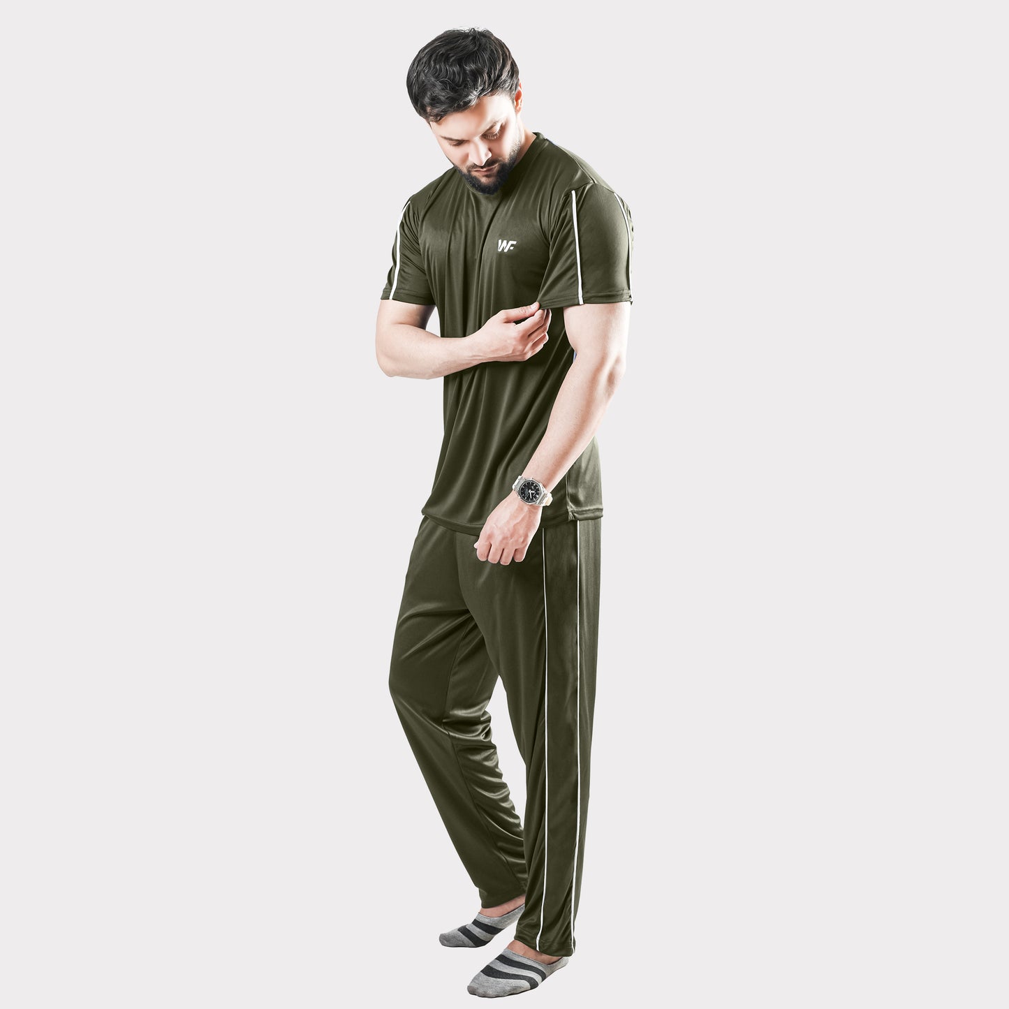Olive Green Hawk Series With Double Piping Tracksuit